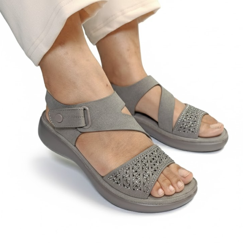 SIKETU StarLuxe Knit Wedge Sandals –Grey Elegance Edition